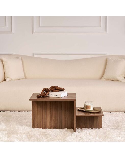 Table basse Harmony noyer - 80x40x40 cm