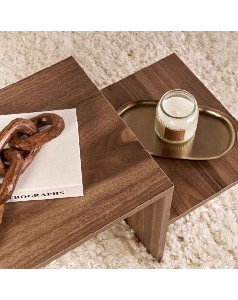Table basse Harmony noyer - 80x40x40 cm
