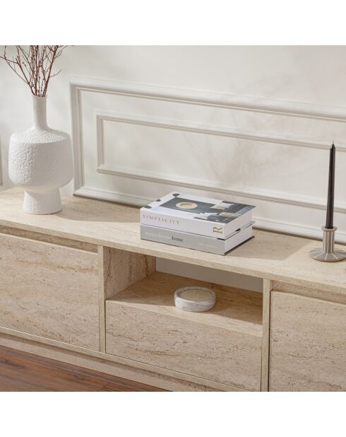 Meuble TV Vanguard travertin - 160x42x29.5 cm