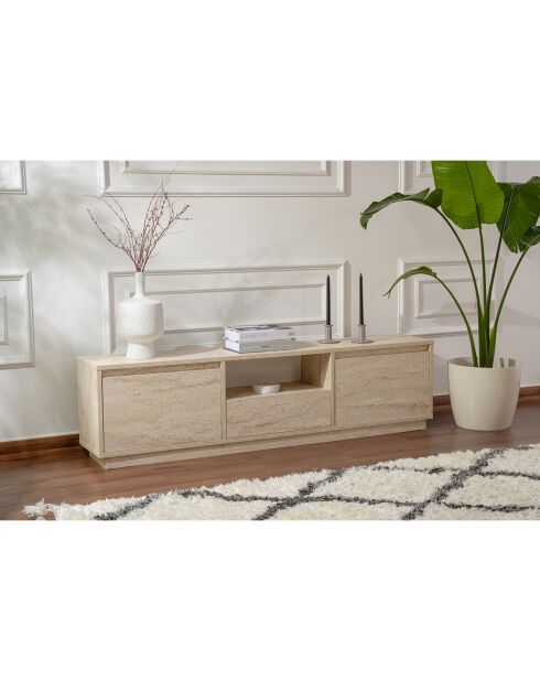 Soporte de TV Vanguard en travertino - 160x42x29,5 cm