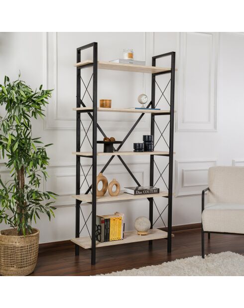 Bibliothèque Elysian travertin/noir - 180x90x33.5 cm