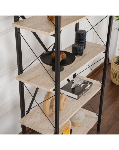 Bibliothèque Elysian travertin/noir - 180x90x33.5 cm