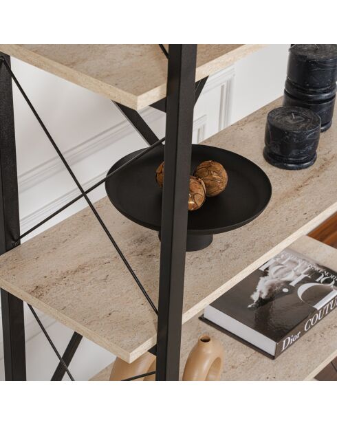 Bibliothèque Elysian travertin/noir - 180x90x33.5 cm