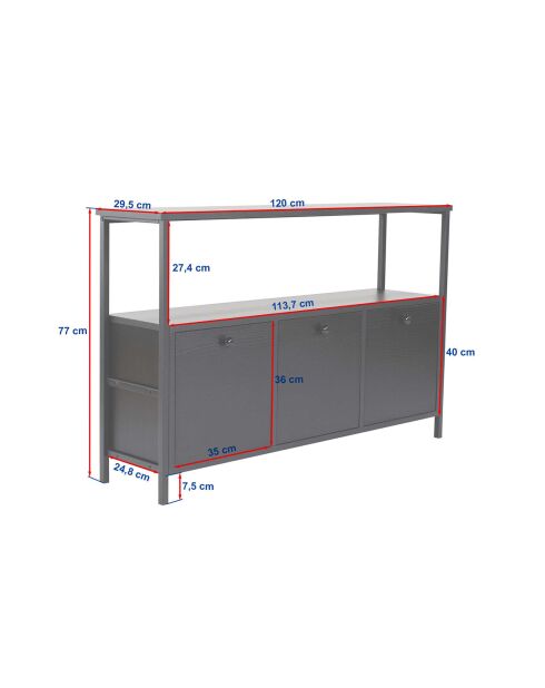 Console Solace pin/noir - 120x77x29.5 cm