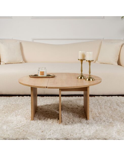 Duo de tables basses Moira chêne - 41xØ90 cm