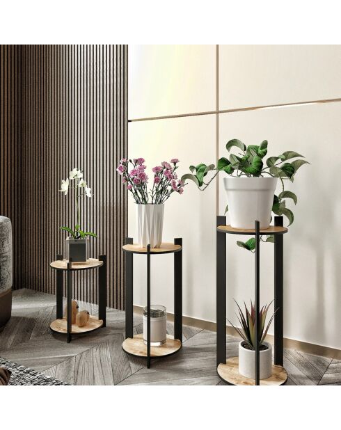 3 Portes plante rond Flower chêne