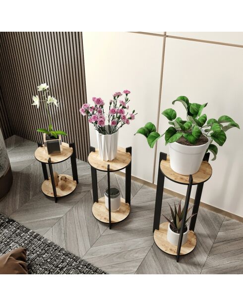 3 Portes plante rond Flower chêne