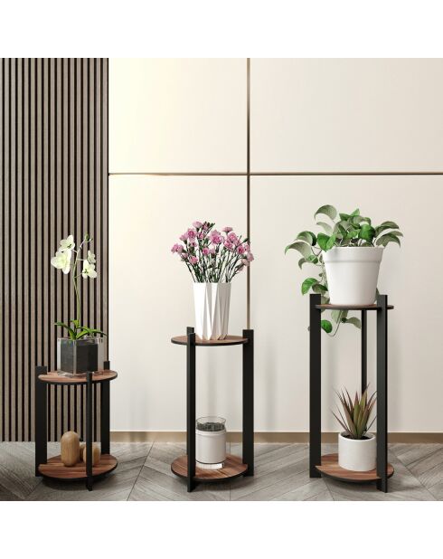 3 Portes plante rond Flower noyer