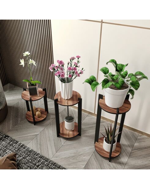 3 Portes plante rond Flower noyer