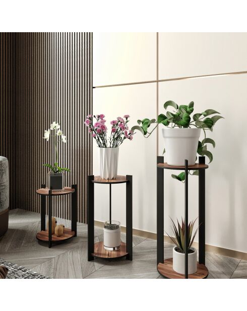 3 Portes plante rond Flower noyer