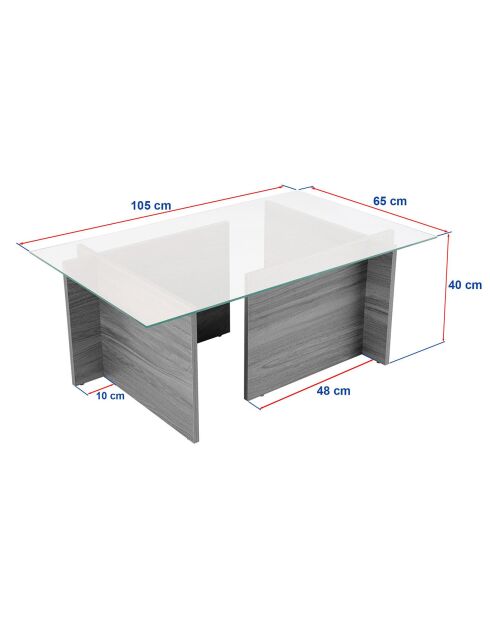 Table basse Vetrino noyer - 105x40x65 cm