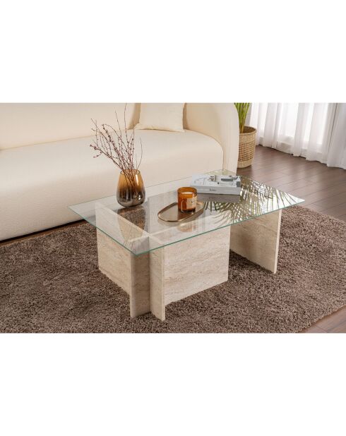 Table basse Vetrino travertin - 105x40x65 cm