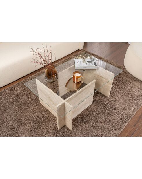 Table basse Vetrino travertin - 105x40x65 cm