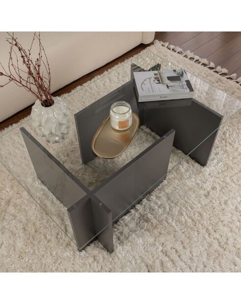 Table basse Vetrino anthracite - 105x40x65 cm