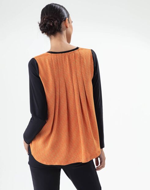 T-Shirt Signe noir/orange perlee