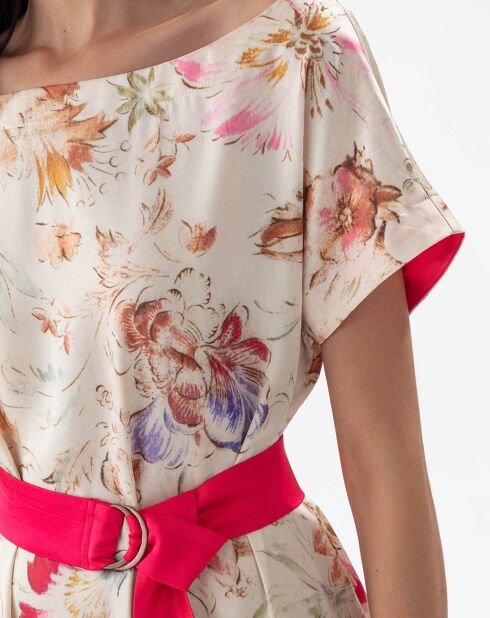 Robe avec ceinture Tribal papyrus/hibiscus