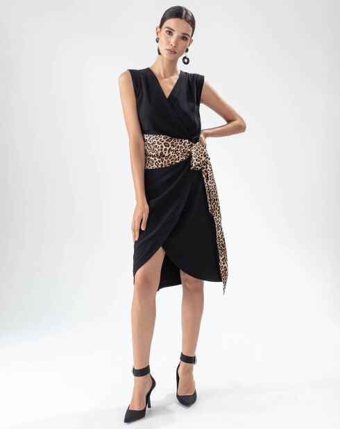 Zwart/luipaardjurk van Guepard