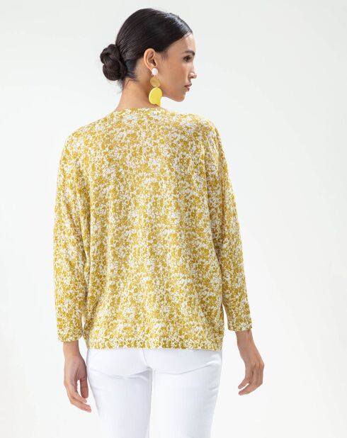 Corole-Absinth-Blumen-T-Shirt aus 100% Leinen