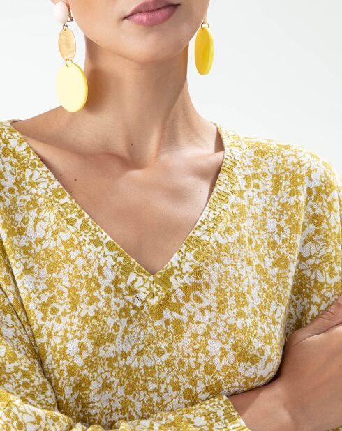 Corole-Absinth-Blumen-T-Shirt aus 100% Leinen