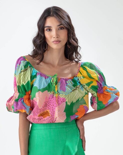 Blouse Chroma color flowers