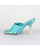 Mules en Cuir Asia bleues - Talon 9.5 cm