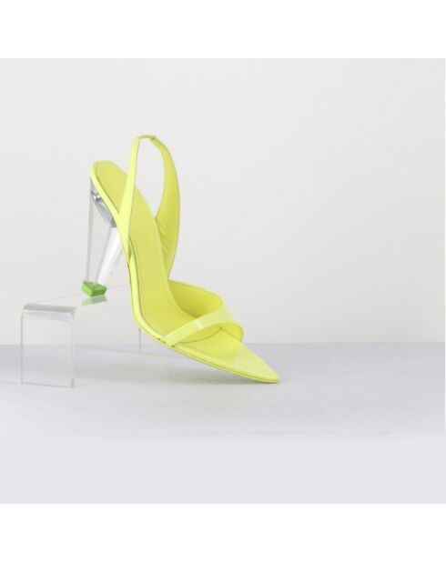Sandales en Cuir Bridget jaune/vert - Talon 10.5 cm