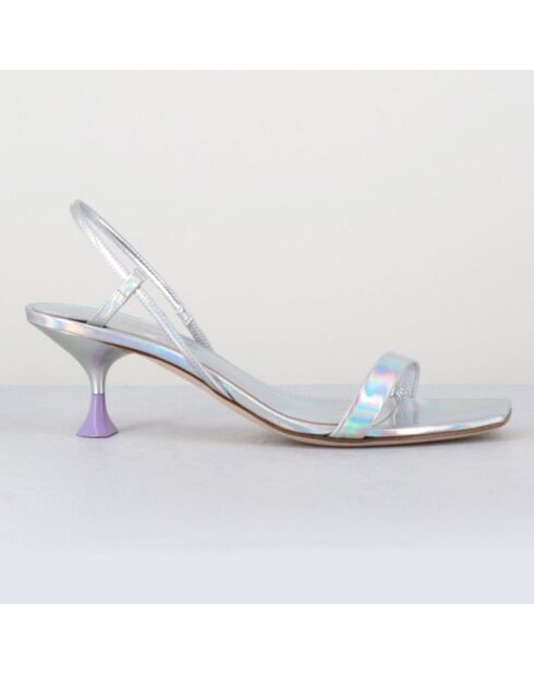 Silberne Capri-Sandalen aus Leder — 5,5 cm Absatz