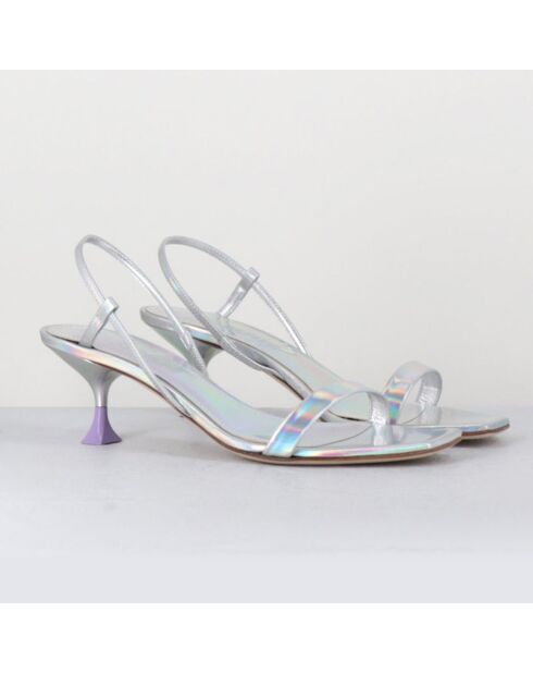 Silberne Capri-Sandalen aus Leder — 5,5 cm Absatz