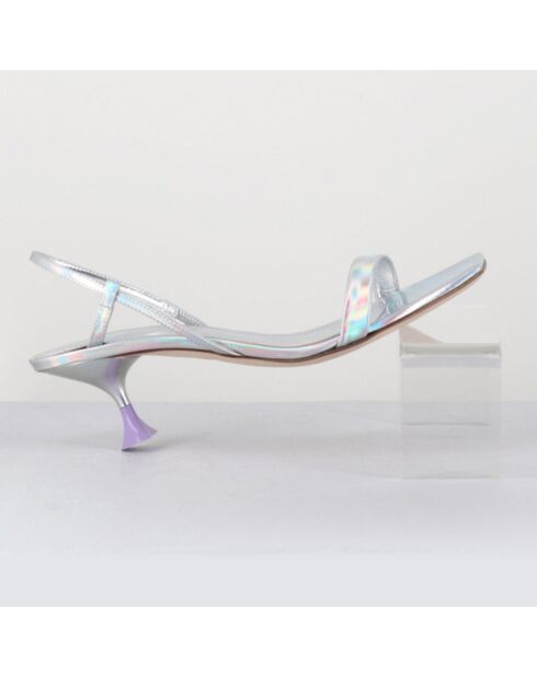 Silberne Capri-Sandalen aus Leder — 5,5 cm Absatz