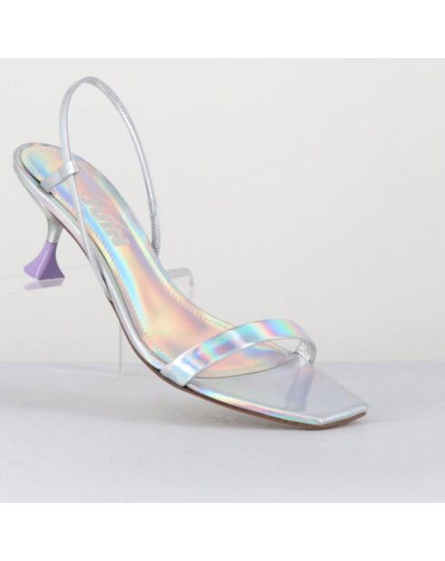 Silberne Capri-Sandalen aus Leder — 5,5 cm Absatz