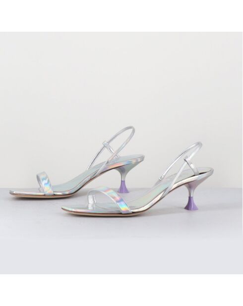 Silberne Capri-Sandalen aus Leder — 5,5 cm Absatz