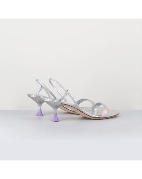 Silberne Capri-Sandalen aus Leder — 5,5 cm Absatz