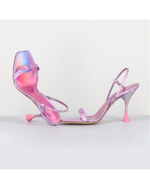 Rosafarbene Ischia-Ledersandalen - 9,5 cm Absatz