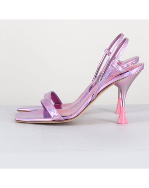 Rosafarbene Ischia-Ledersandalen - 9,5 cm Absatz