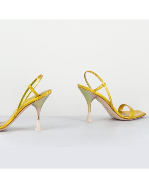 Gelbe Ischia-Ledersandalen - 9,5 cm Absatz