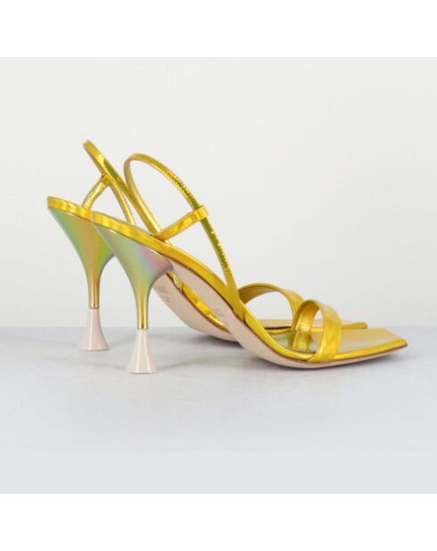 Gelbe Ischia-Ledersandalen - 9,5 cm Absatz