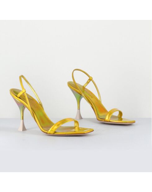 Gelbe Ischia-Ledersandalen - 9,5 cm Absatz