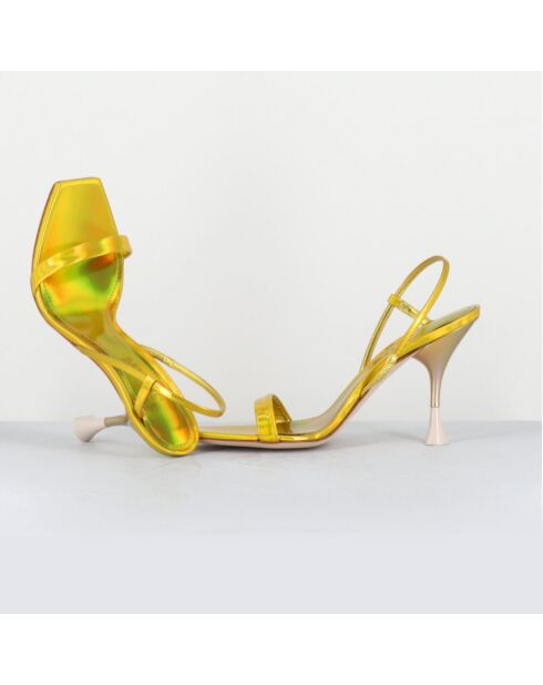 Gelbe Ischia-Ledersandalen - 9,5 cm Absatz