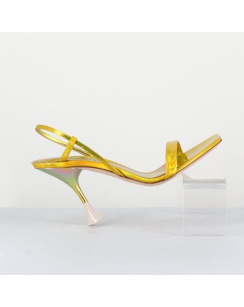 Gelbe Ischia-Ledersandalen - 9,5 cm Absatz