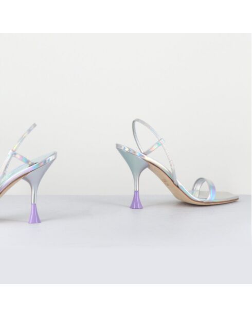 Silberne Ledersandalen Ischia - 9,5 cm Absatz