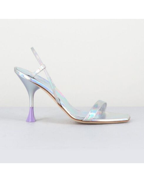 Silberne Ledersandalen Ischia - 9,5 cm Absatz