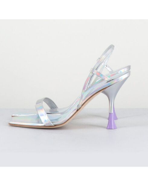 Silberne Ledersandalen Ischia - 9,5 cm Absatz