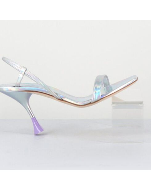 Silberne Ledersandalen Ischia - 9,5 cm Absatz