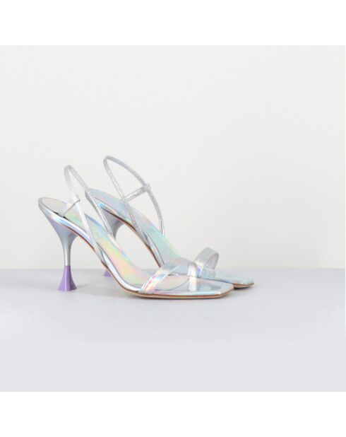 Silberne Ledersandalen Ischia - 9,5 cm Absatz