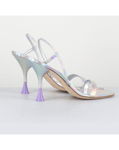 Silberne Ledersandalen Ischia - 9,5 cm Absatz