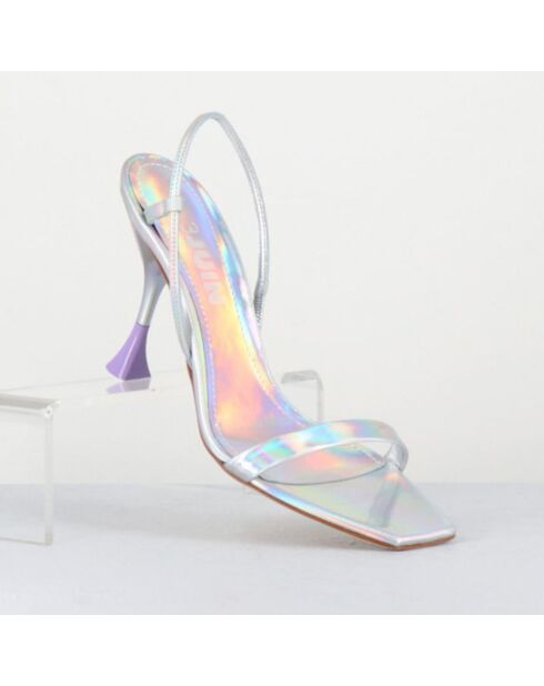 Silberne Ledersandalen Ischia - 9,5 cm Absatz