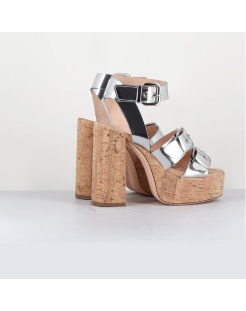 Zilverkleurige leren sandalen van Phile met hak van 12,5 cm