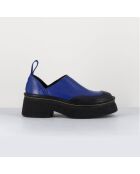 Sabots en Cuir Mercedes bleus - Talon 6 cm