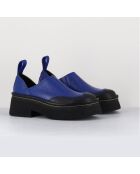 Sabots en Cuir Mercedes bleus - Talon 6 cm