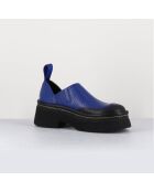Sabots en Cuir Mercedes bleus - Talon 6 cm